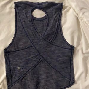 Lulu lemon backless/ cross cross tank.   So soft.  Color is a Navy heather
